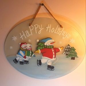 Xmas handpainted glass wall /door hanging